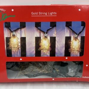 Jc Penny's Christmas string‎ lights gold tone Wire Christmas trees Stars Vintage